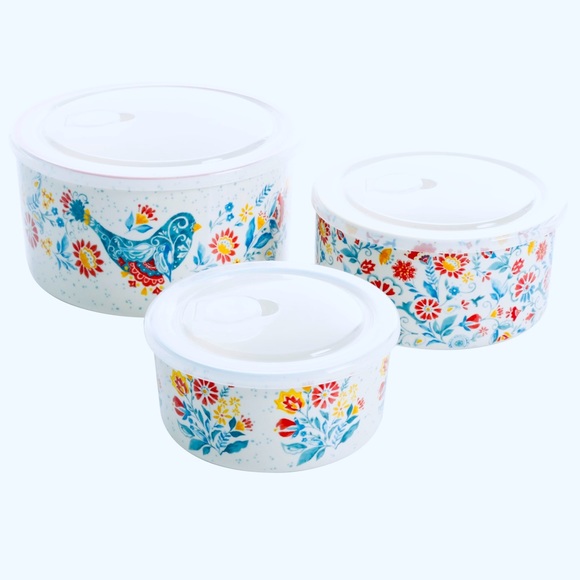 Pioneer Woman Storage Set x 3 with Lids - Picture 2 of 6